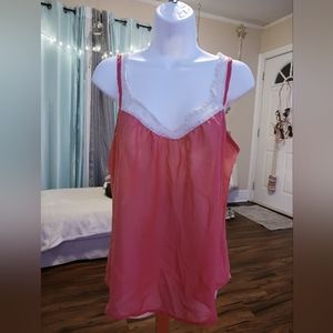 Pink see-through lace top by Lily white size large